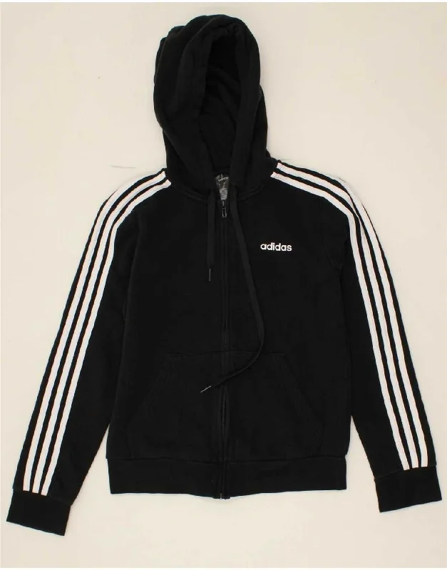 ADIDAS Womens Zip Hoodie Sweater UK 8/10 Small Black Cotton Spandex Blend Rayon Blend Denim Blend ADIDAS Womens Zip Hoodie Sweater UK 8/10 Small Black Cotton Spandex Blend Rayon Blend Denim Blend