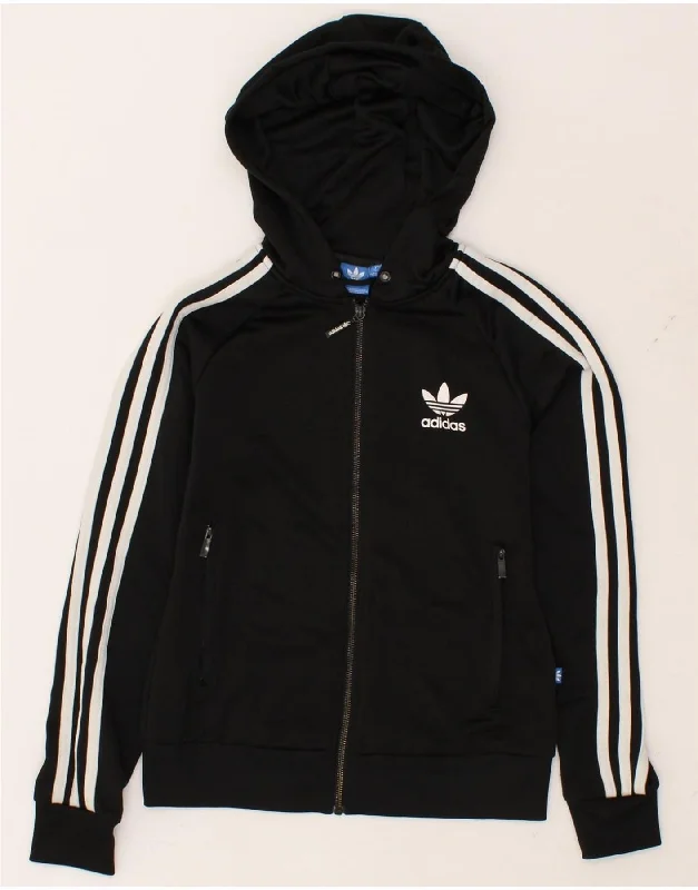 ADIDAS Womens Zip Hoodie Sweater UK 8 Small Black Polyester Polka Dot Checkered Tartan ADIDAS Womens Zip Hoodie Sweater UK 8 Small Black Polyester Polka Dot Checkered Tartan