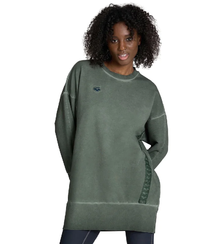 Arena Women's Icons Oversize Crewneck Sweater Sage Delave Beaded Sweater Sequined Faux Fur Arena Women's Icons Oversize Crewneck Sweater Sage Delave Beaded Sweater Sequined Faux Fur