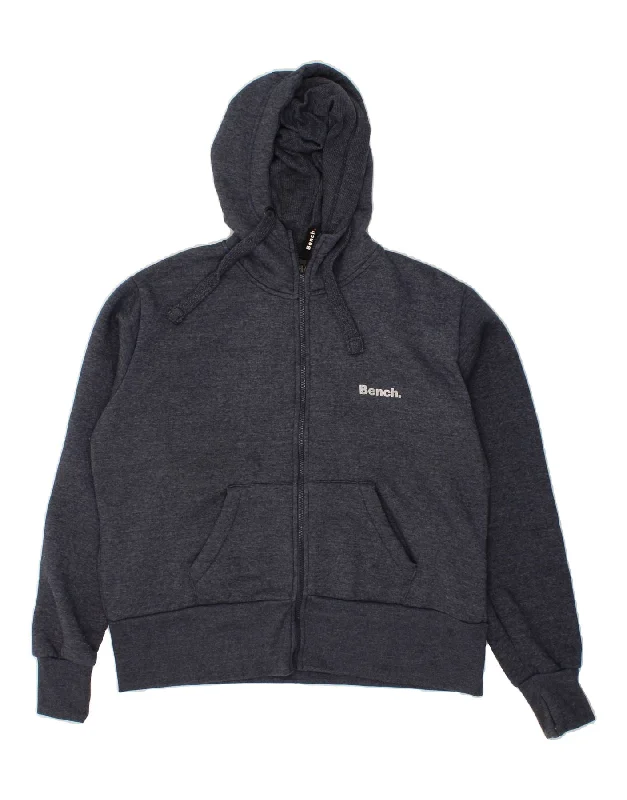 BENCH Womens Oversized Graphic Zip Hoodie Sweater UK 18 XL Navy Blue Elegant Classic Vintage