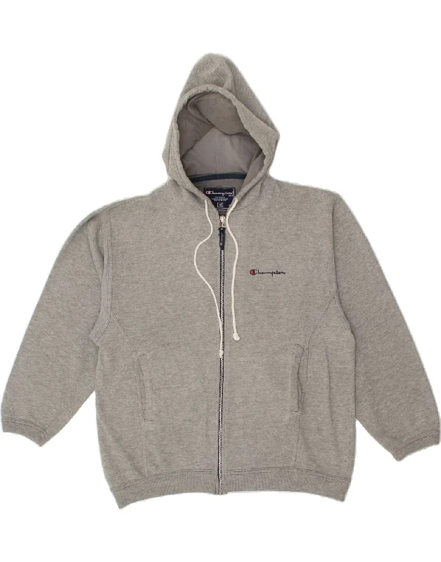 CHAMPION Mens Zip Hoodie Sweater Medium Grey Cotton Neon Metallic Matte