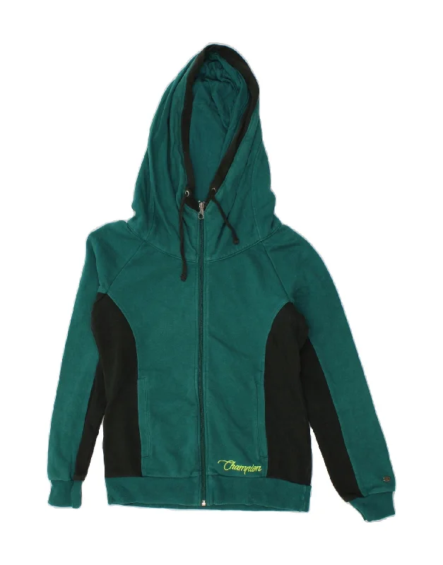 CHAMPION Womens Heritage Fit Zip Hoodie Sweater UK 10 Small Green Elasticated Padded Insulated CHAMPION Womens Heritage Fit Zip Hoodie Sweater UK 10 Small Green Elasticated Padded Insulated