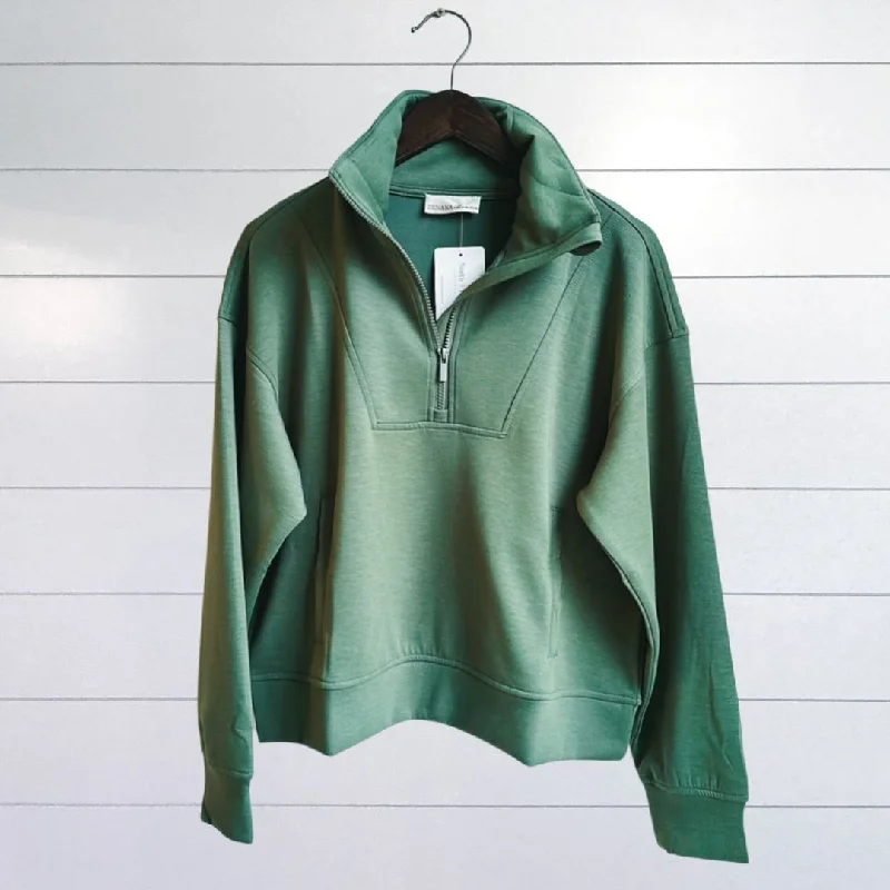 DOORBUSTER Scuba Half Zip Pullover Fitted Ribbed Sweater