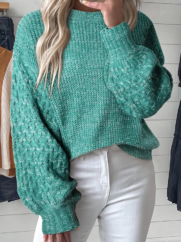 Fall Cropped Knit Sweater Cable Knit Ribbed Knit Lace Knit