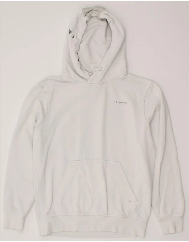 G-STAR Mens Graphic Zip Hoodie Sweater Medium White Cotton Terry Terry Cloth Terry Knit G-STAR Mens Graphic Zip Hoodie Sweater Medium White Cotton Terry Terry Cloth Terry Knit