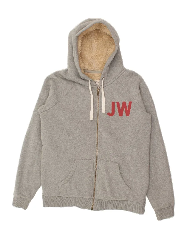 JACK WILLS Womens Sherpa Graphic Zip Hoodie Sweater UK 12 Medium Grey Spandex Blend Rayon Blend Denim Blend JACK WILLS Womens Sherpa Graphic Zip Hoodie Sweater UK 12 Medium Grey Spandex Blend Rayon Blend Denim Blend