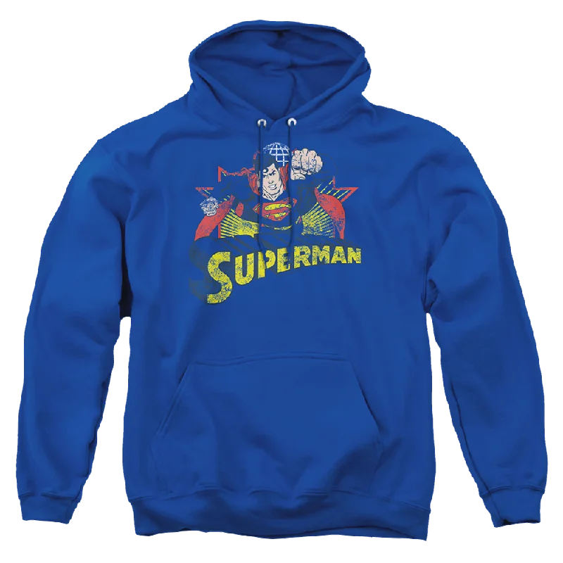 Justice League Superman Rough Distress Pullover Hoodie Boat Neck Sweater