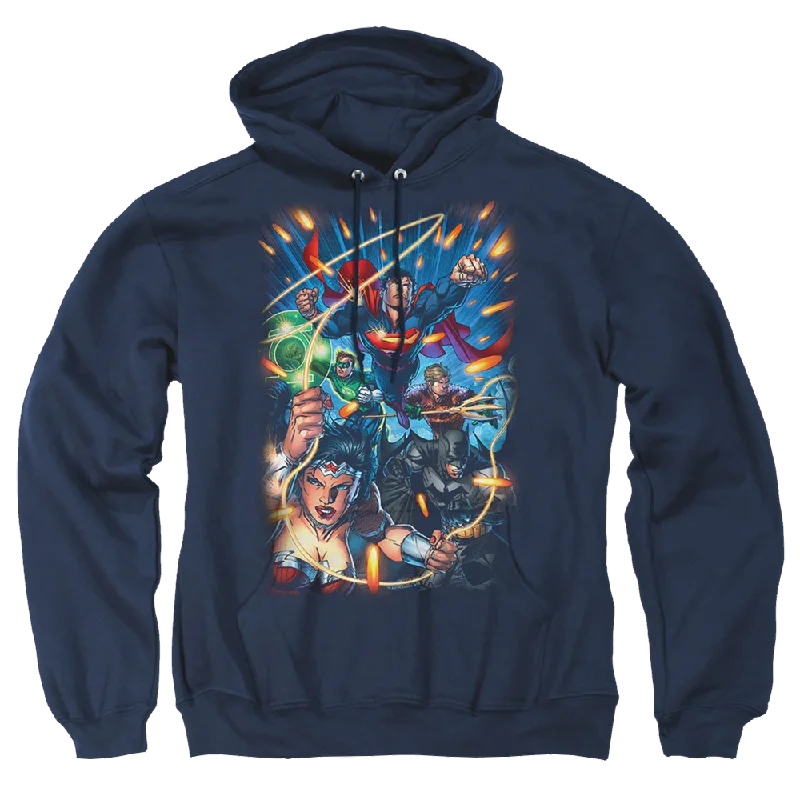 Justice League Under Attack Pullover Hoodie Surplice Neck Pullover