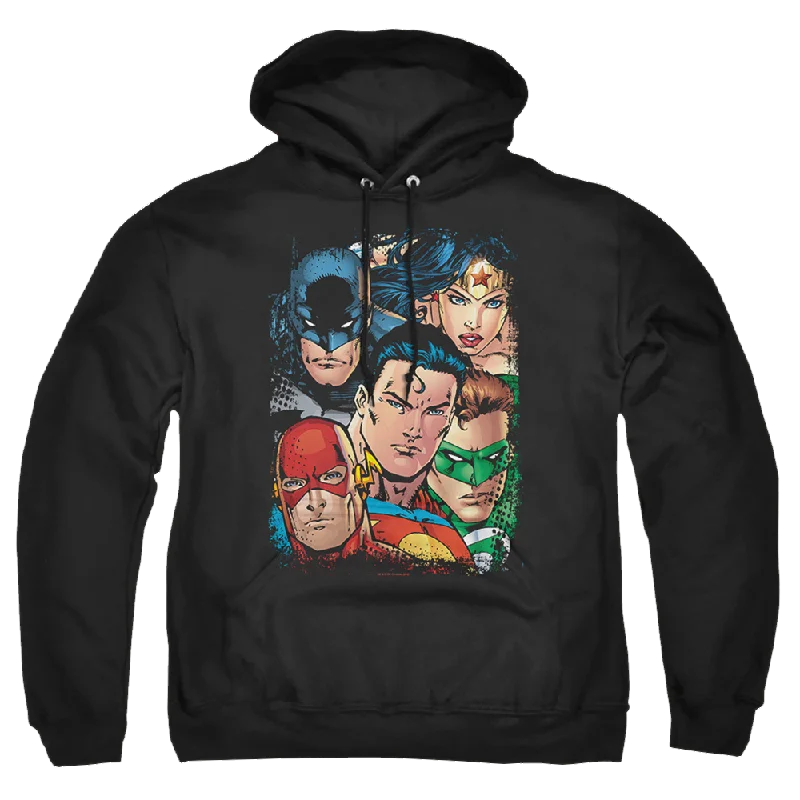 Justice League Up Close And Personal Pullover Hoodie Shawl Collar Sweater