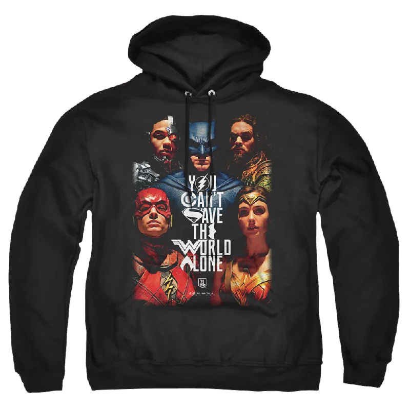 Justice League Save The World Poster Pullover Hoodie Notched Neck Pullover