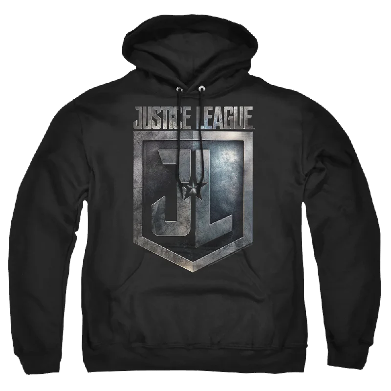 Justice League Shield Logo Pullover Hoodie Mock Neck Pullover