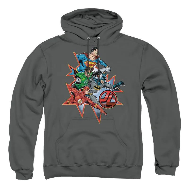 Justice League Starburst Pullover Hoodie Jewel Neck Pullover
