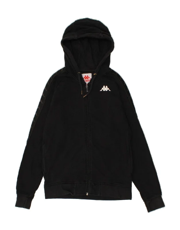 KAPPA Womens Graphic Zip Hoodie Sweater UK 6 XS Black Hooded Sweater Collared Sweater Shawl Collar KAPPA Womens Graphic Zip Hoodie Sweater UK 6 XS Black Hooded Sweater Collared Sweater Shawl Collar