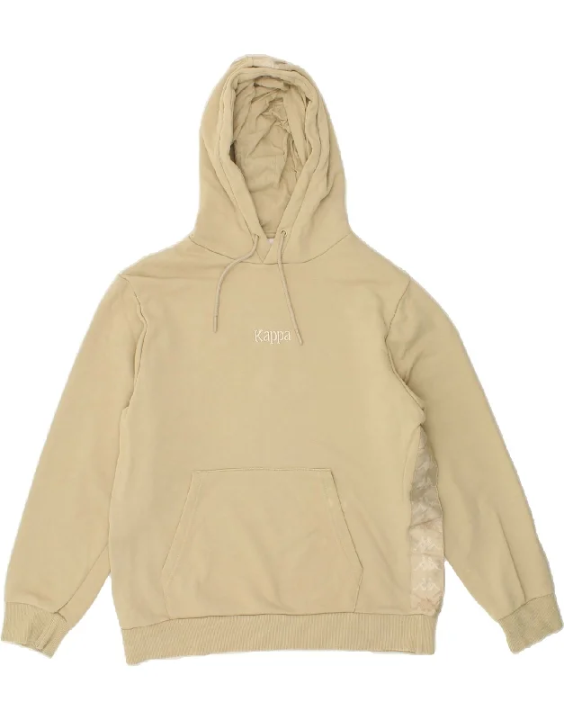 KAPPA Womens Zip Hoodie Sweater UK 10 Small Beige Cotton Neon Metallic Matte