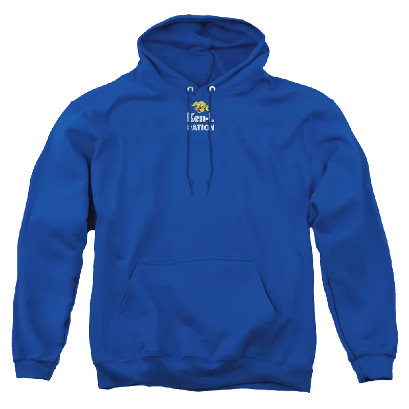 Ken L Ration Distressed Logo Pullover Hoodie Boat Neck Sweater