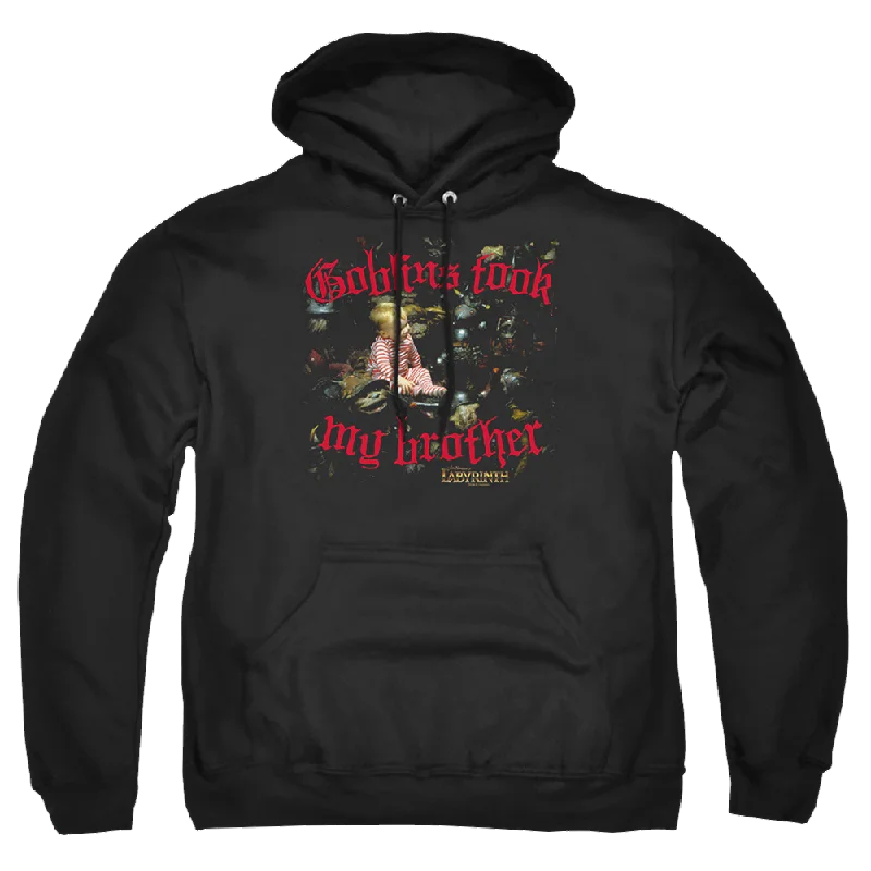 Labyrinth Goblins Took My Brother Pullover Hoodie Slit Sleeve Stylish