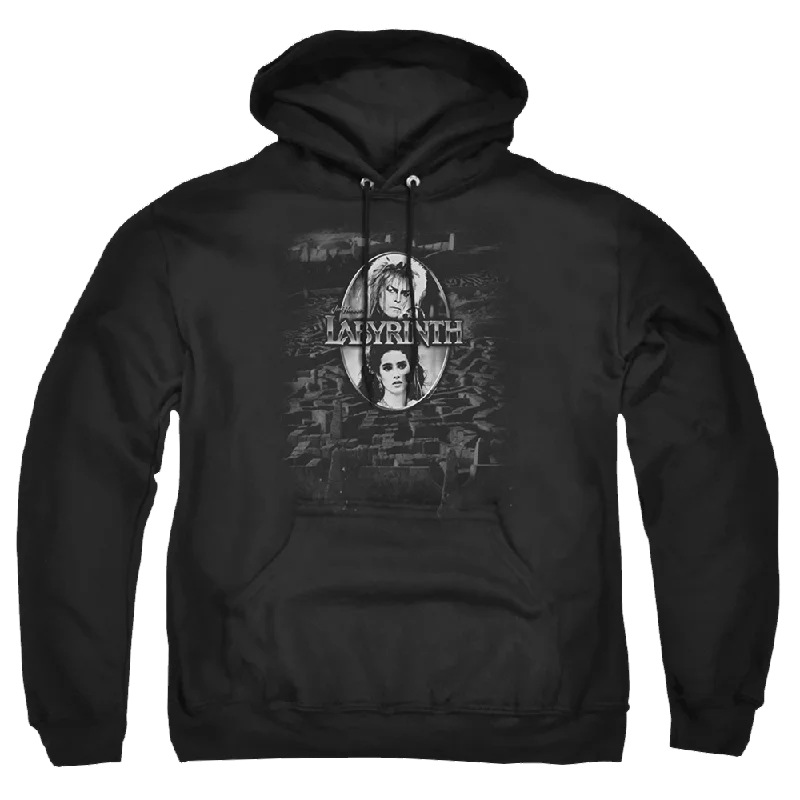 Labyrinth Maze Pullover Hoodie Shirred Sleeve Feminine