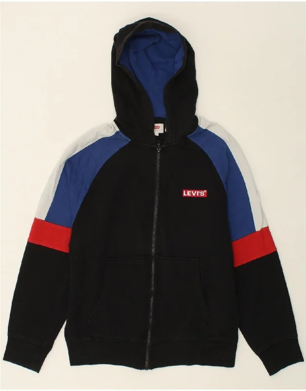 LEVI'S Mens Zip Hoodie Sweater Small Black Colourblock Cotton Seamless Knitted Crochet LEVI'S Mens Zip Hoodie Sweater Small Black Colourblock Cotton Seamless Knitted Crochet