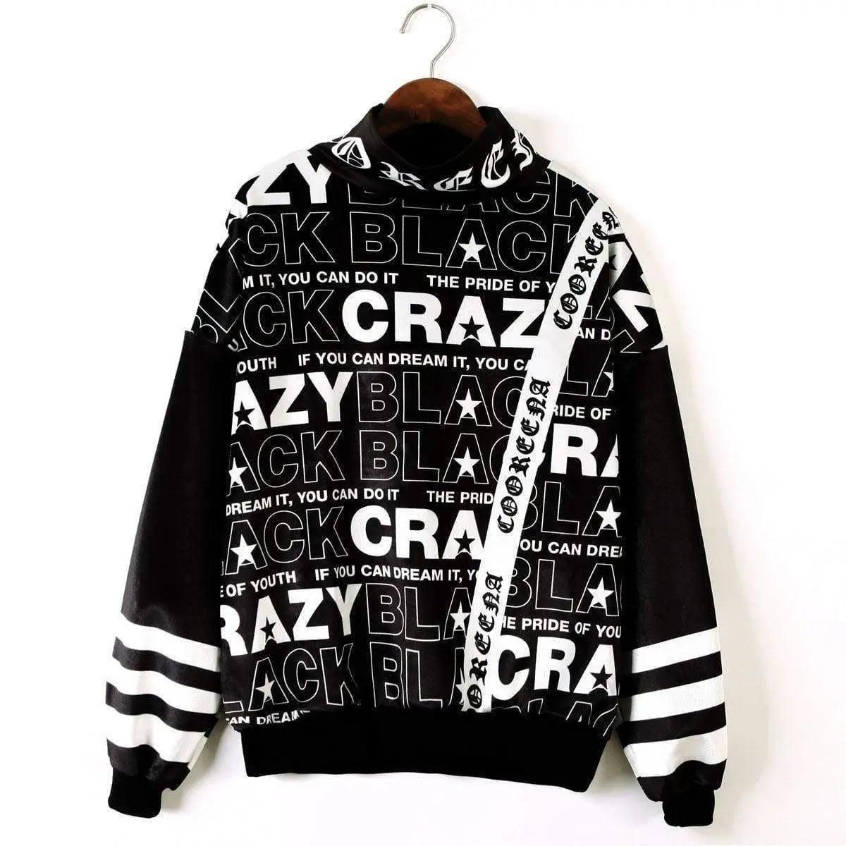 autumn and winter new black and white printing sweater high Anti-Pilling Anti-Shrink Durable autumn and winter new black and white printing sweater high Anti-Pilling Anti-Shrink Durable