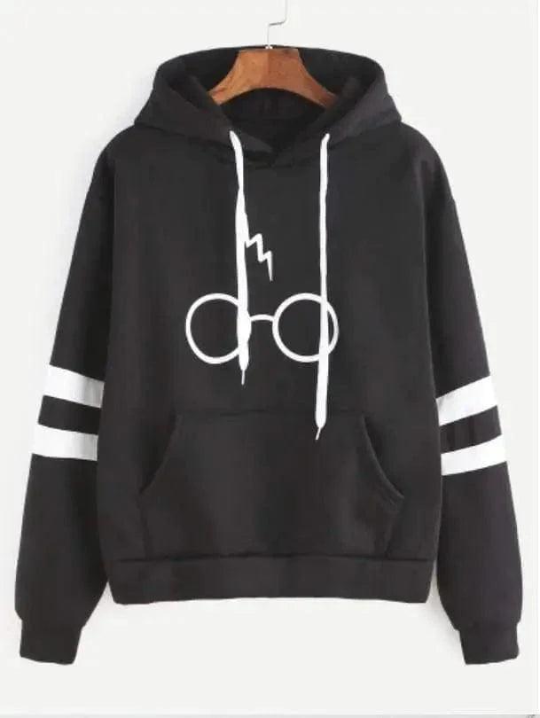 Hooded Plus Velvet Sweater Women Ribbed Striped Patterned