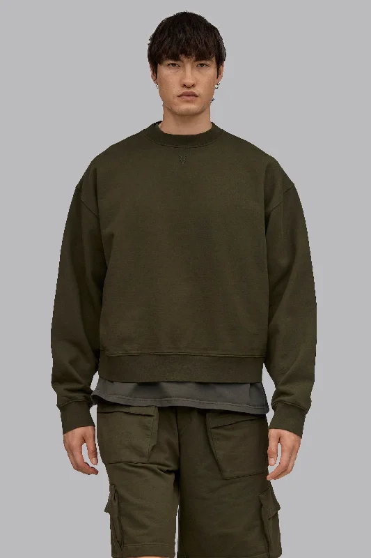 V_LYFE420 BOXY SWEATER - Khaki Silk Blend Satin Velvet