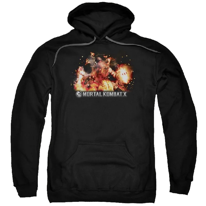 Mortal Kombat Scorpio Flames Pullover Hoodie Over Sleeve Pullover