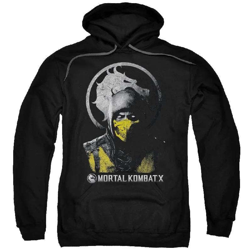 Mortal Kombat Scorpion Bust Pullover Hoodie One Shoulder Top