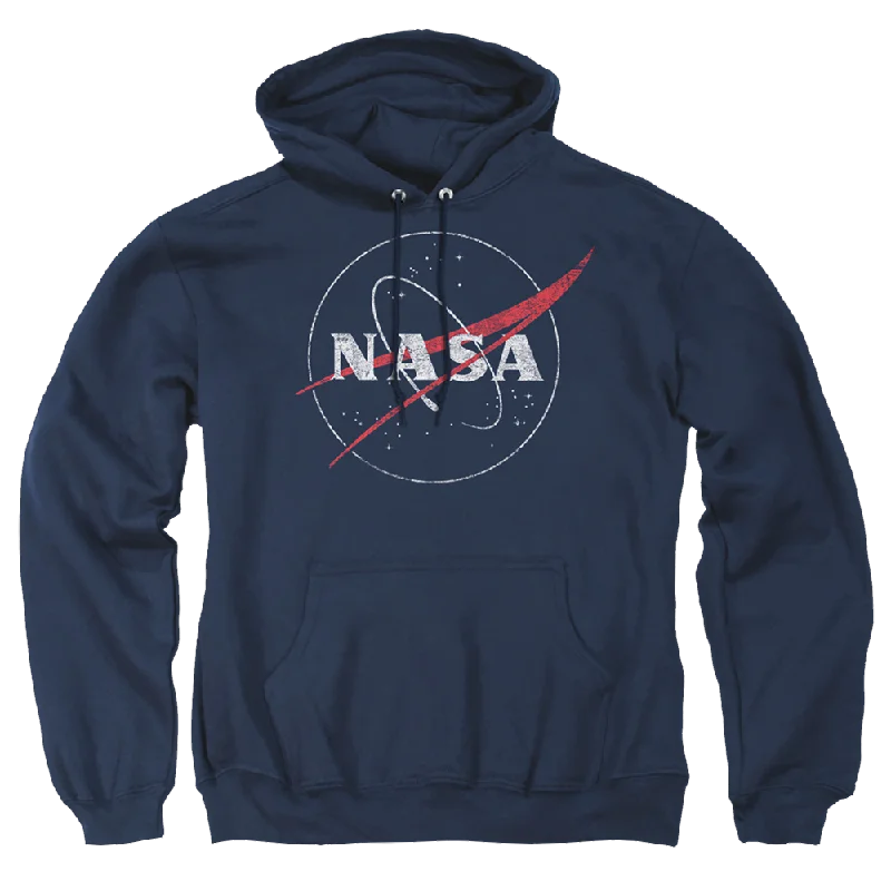 NASA Distressed Logo Pullover Hoodie Gathered Sleeve Pullover