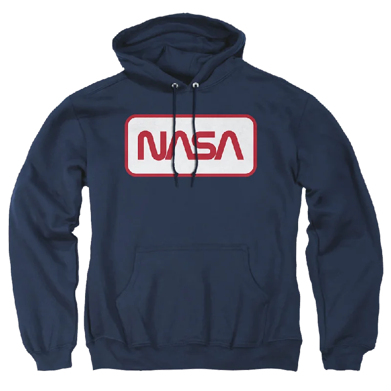 NASA Rectangular Logo Pullover Hoodie Flutter Sleeve Feminine