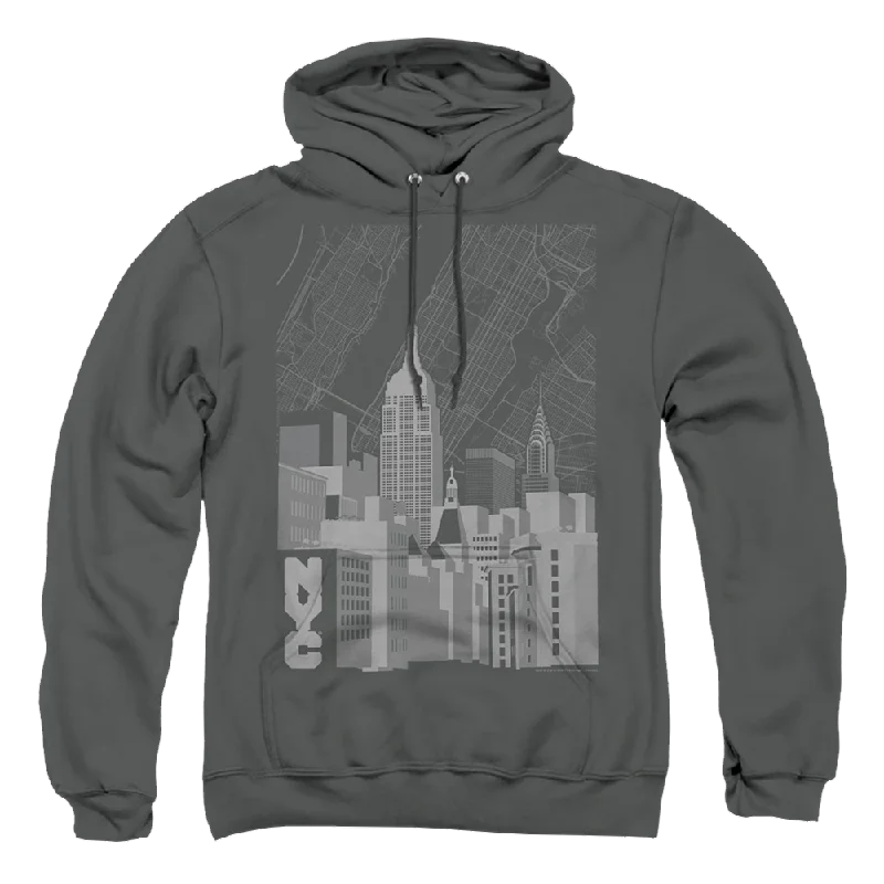 New York City Manhattan Monochrome Pullover Hoodie Cold Shoulder Design