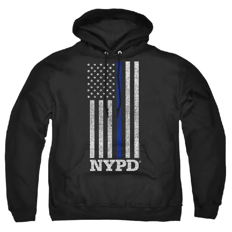 New York City Thin Blue Line Pullover Hoodie Asymmetrical Hem Sweater