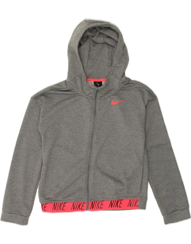 NIKE Girls Graphic Zip Hoodie Sweater 13-14 Years XL Grey Polyester Striped Floral Plaid NIKE Girls Graphic Zip Hoodie Sweater 13-14 Years XL Grey Polyester Striped Floral Plaid