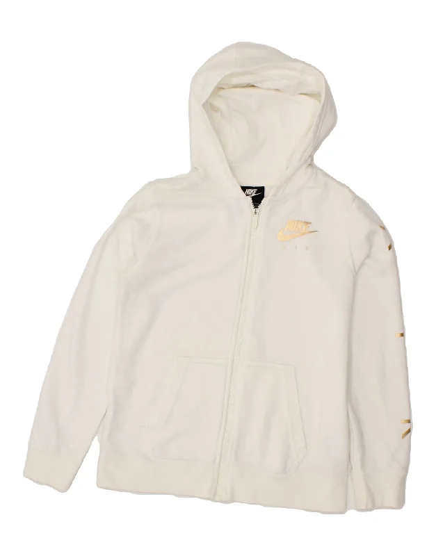 NIKE Girls Zip Hoodie Sweater 12-13 Years Large White Cotton Silk Blend Satin Velvet NIKE Girls Zip Hoodie Sweater 12-13 Years Large White Cotton Silk Blend Satin Velvet