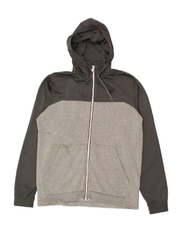 NIKE Mens Graphic Zip Hoodie Sweater Medium Grey Colourblock Cotton Chenille Blend Fleece Blend Nylon Blend NIKE Mens Graphic Zip Hoodie Sweater Medium Grey Colourblock Cotton Chenille Blend Fleece Blend Nylon Blend