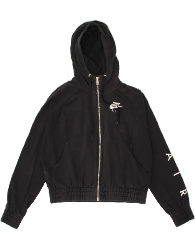 NIKE Womens Graphic Crop Zip Hoodie Sweater UK 14 Medium Black Cotton Handmade Hand-knitted Hand-woven NIKE Womens Graphic Crop Zip Hoodie Sweater UK 14 Medium Black Cotton Handmade Hand-knitted Hand-woven