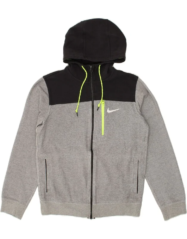 NIKE Womens Zip Hoodie Sweater UK 10 Small Grey Colourblock Cotton Spandex Blend Rayon Blend Denim Blend NIKE Womens Zip Hoodie Sweater UK 10 Small Grey Colourblock Cotton Spandex Blend Rayon Blend Denim Blend