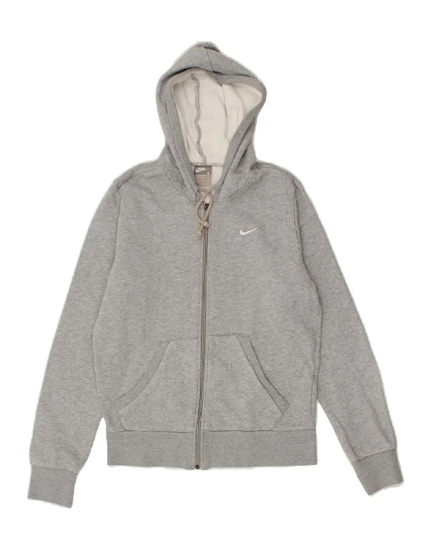 NIKE Womens Zip Hoodie Sweater UK 14/16 Large Grey Flecked Cotton Nylon Fabric Polyester Fabric Spandex Fabric NIKE Womens Zip Hoodie Sweater UK 14/16 Large Grey Flecked Cotton Nylon Fabric Polyester Fabric Spandex Fabric