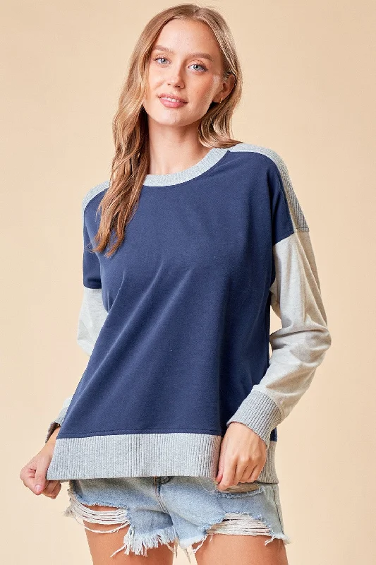 Pacific Chill Color Block Pullover Chunky Knit Pullover