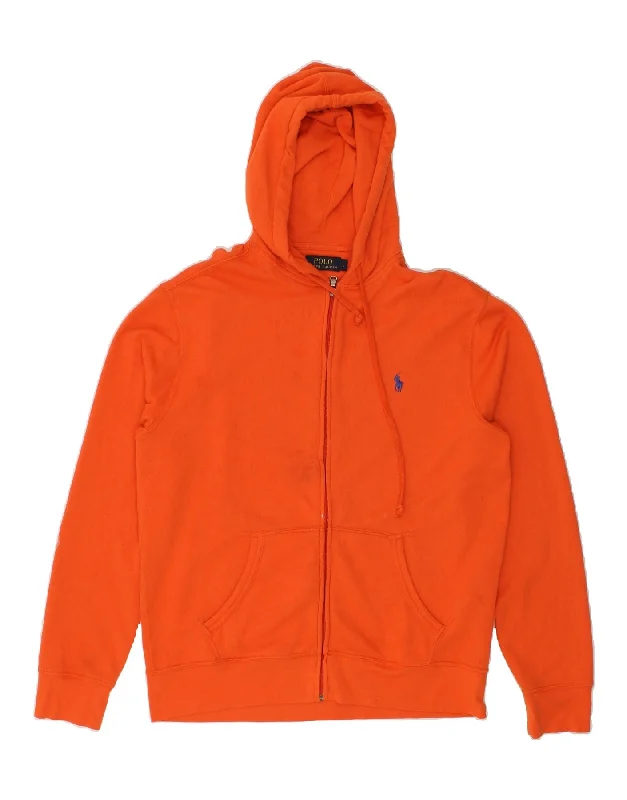 POLO RALPH LAUREN Mens Zip Hoodie Sweater Large Orange Cotton Velvet Chenille Corduroy POLO RALPH LAUREN Mens Zip Hoodie Sweater Large Orange Cotton Velvet Chenille Corduroy