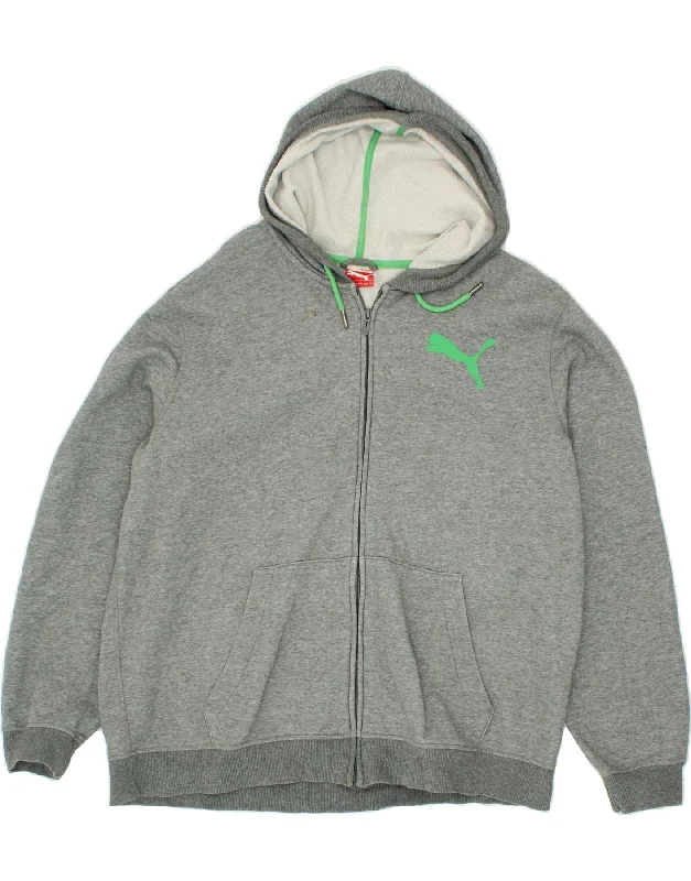 PUMA Mens Zip Hoodie Sweater 2XL Grey Velvet Chenille Corduroy