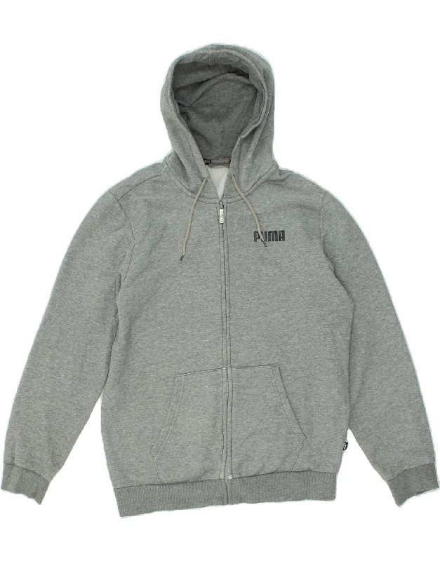 PUMA Mens Zip Hoodie Sweater Medium Grey Cotton Stylish Fashionable Trendy