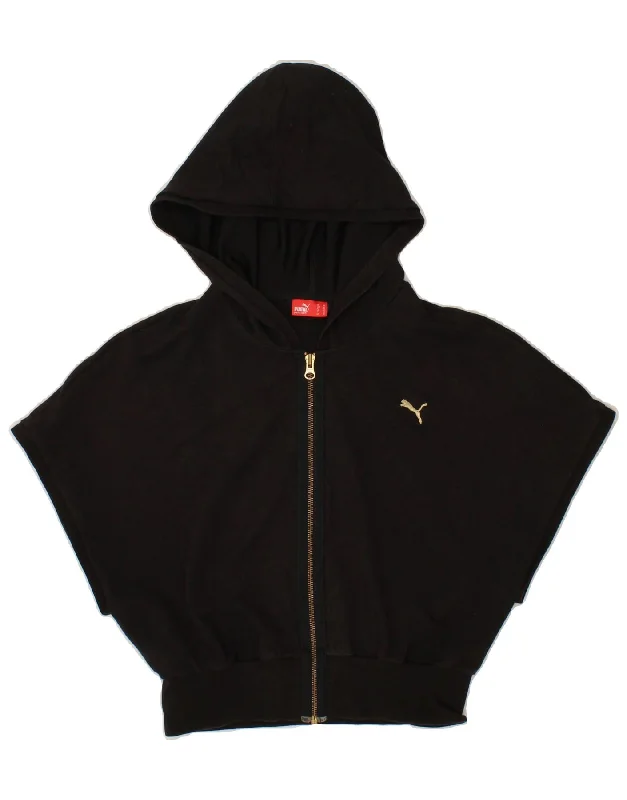 PUMA Womens Crop Batwing Zip Hoodie Sweater UK 12 Medium Black Cotton Embroidered Appliqued Beaded PUMA Womens Crop Batwing Zip Hoodie Sweater UK 12 Medium Black Cotton Embroidered Appliqued Beaded