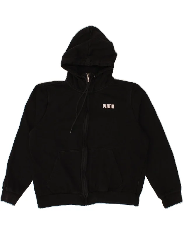 PUMA Womens Zip Hoodie Sweater UK 18 XL Black Cotton Boat Neck Shawl Collar Notched Collar