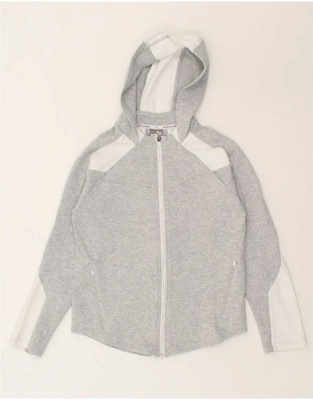 PUMA Womens Zip Hoodie Sweater UK 6 XS Grey Colourblock Cotton Satin Blend Silk Blend Wool Blend PUMA Womens Zip Hoodie Sweater UK 6 XS Grey Colourblock Cotton Satin Blend Silk Blend Wool Blend