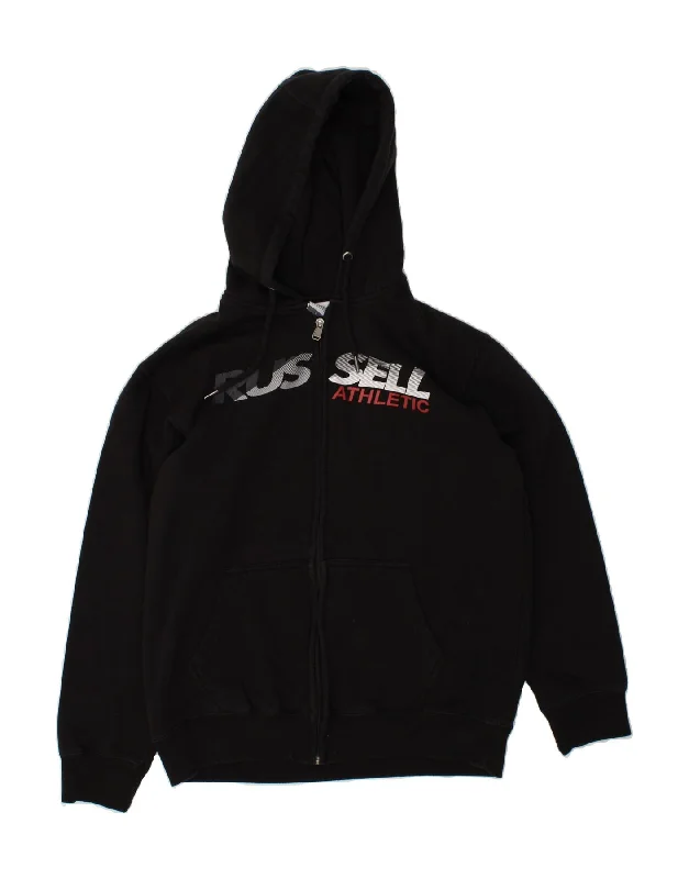RUSSELL ATHLETIC Womens Graphic Zip Hoodie Sweater UK 16 Large Black Satin Blend Silk Blend Wool Blend RUSSELL ATHLETIC Womens Graphic Zip Hoodie Sweater UK 16 Large Black Satin Blend Silk Blend Wool Blend
