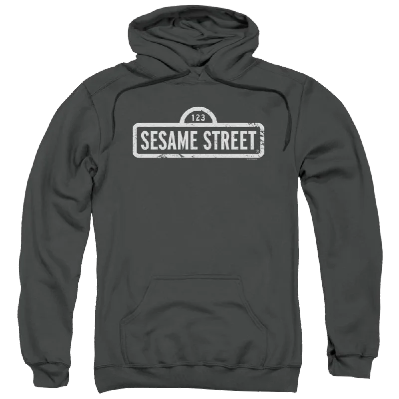 Sesame Street One Color Logo Pullover Hoodie Saggy Sleeve Comfort
