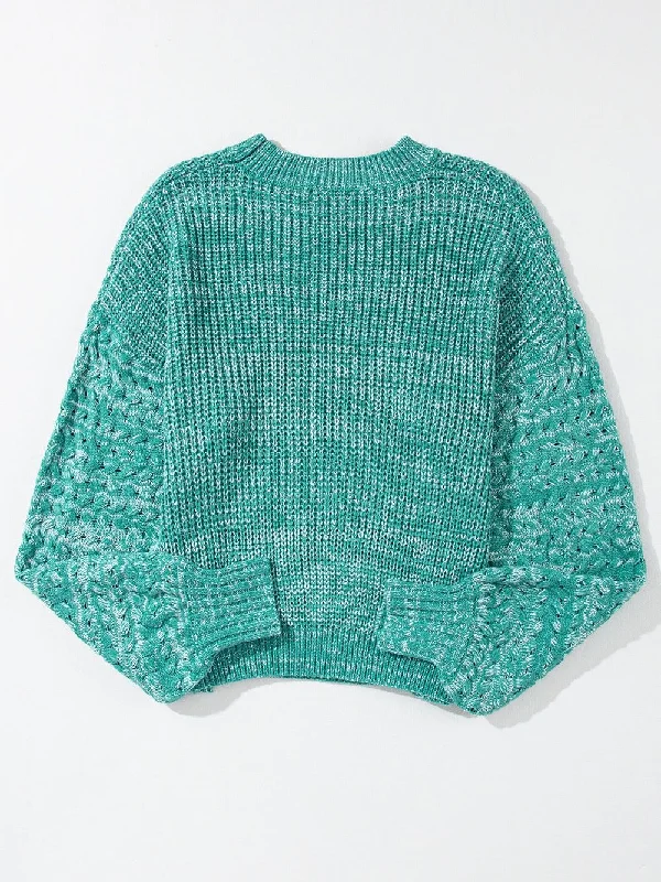 Stylish Cropped Knit Sweater Real Fur Shearling Chenille