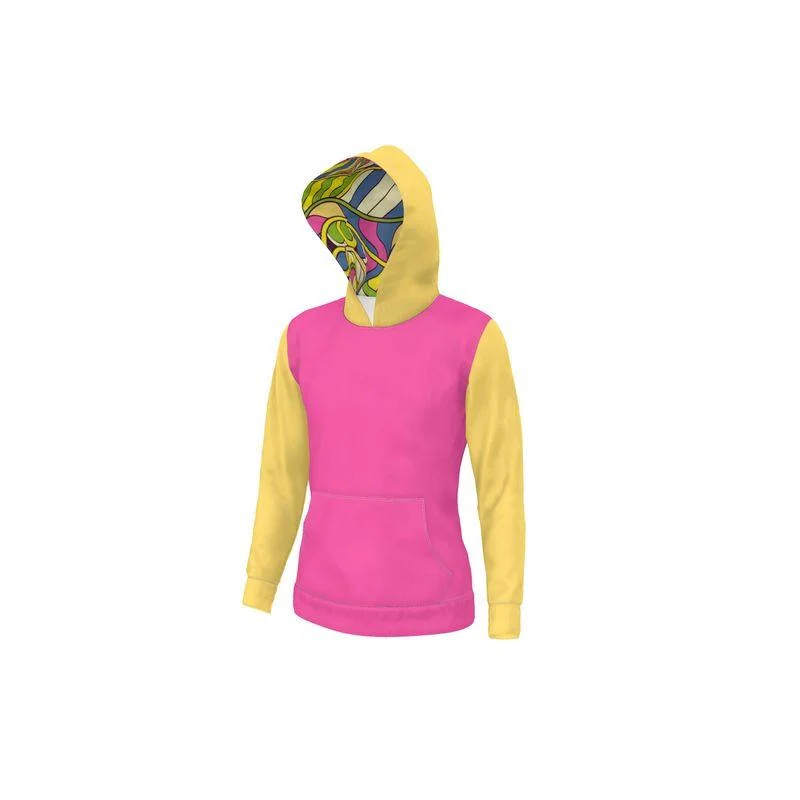 Suki Color Block Pullover Pocket Polar Fleece Hoodie Short Puff Sleeve