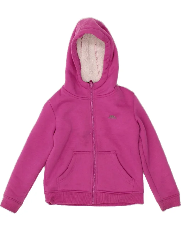 TRESPASS Girls Zip Hoodie Sweater 5-6 Years Pink Polyester Oversized Loose Flowy