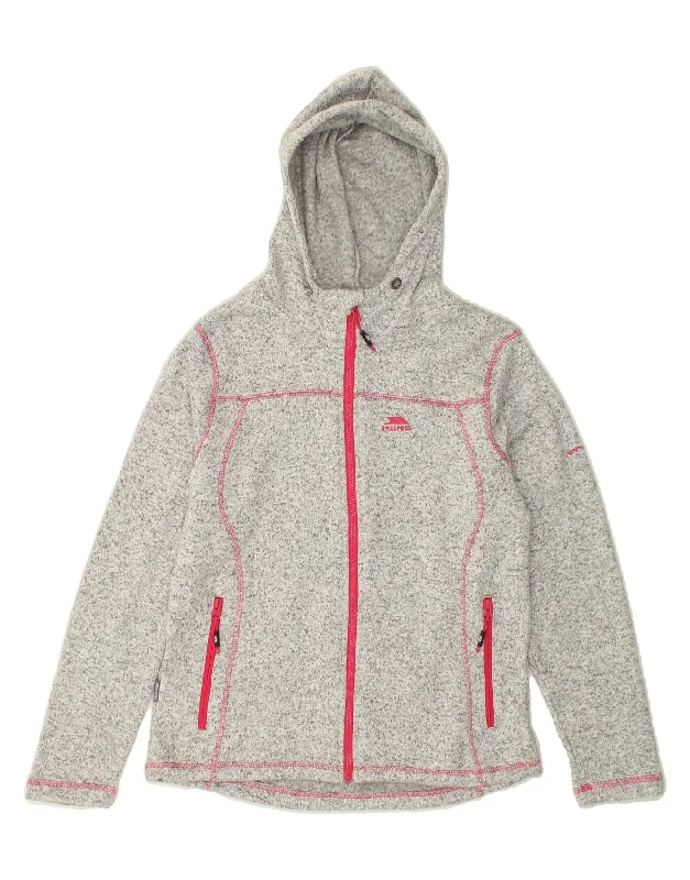 TRESPASS Womens Zip Hoodie Sweater UK 12 Medium Grey Flecked Polyester Houndstooth Herringbone Solid TRESPASS Womens Zip Hoodie Sweater UK 12 Medium Grey Flecked Polyester Houndstooth Herringbone Solid